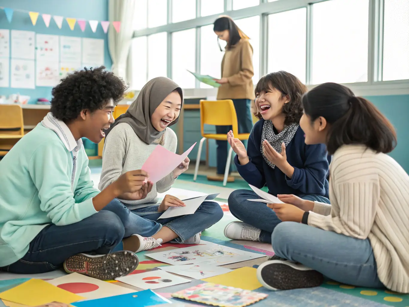 A photograph showing participants in a literary workshop, deeply engaged in a writing exercise, highlighting the organization's educational initiatives.